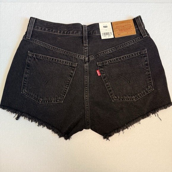 LEVI'S 501 BLACK Denim Short High Rise Fitted Through Hip Size W28 New With Tags - Picture 2 of 15